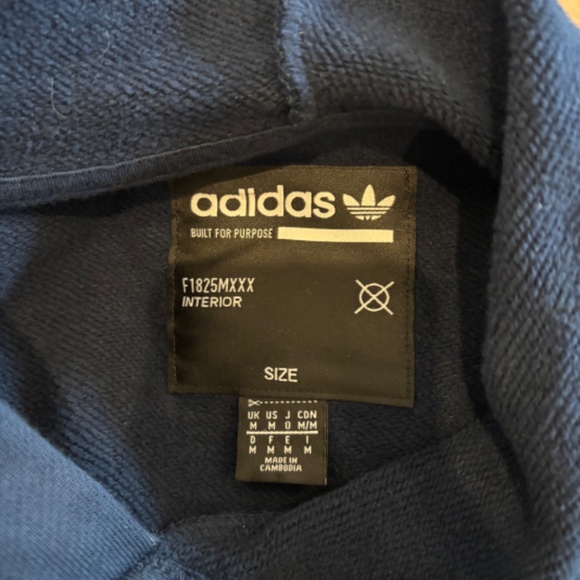 Adidas Men's Hooded Jacket Size Medium Navy Blue Pullover - Picture 3 of 4